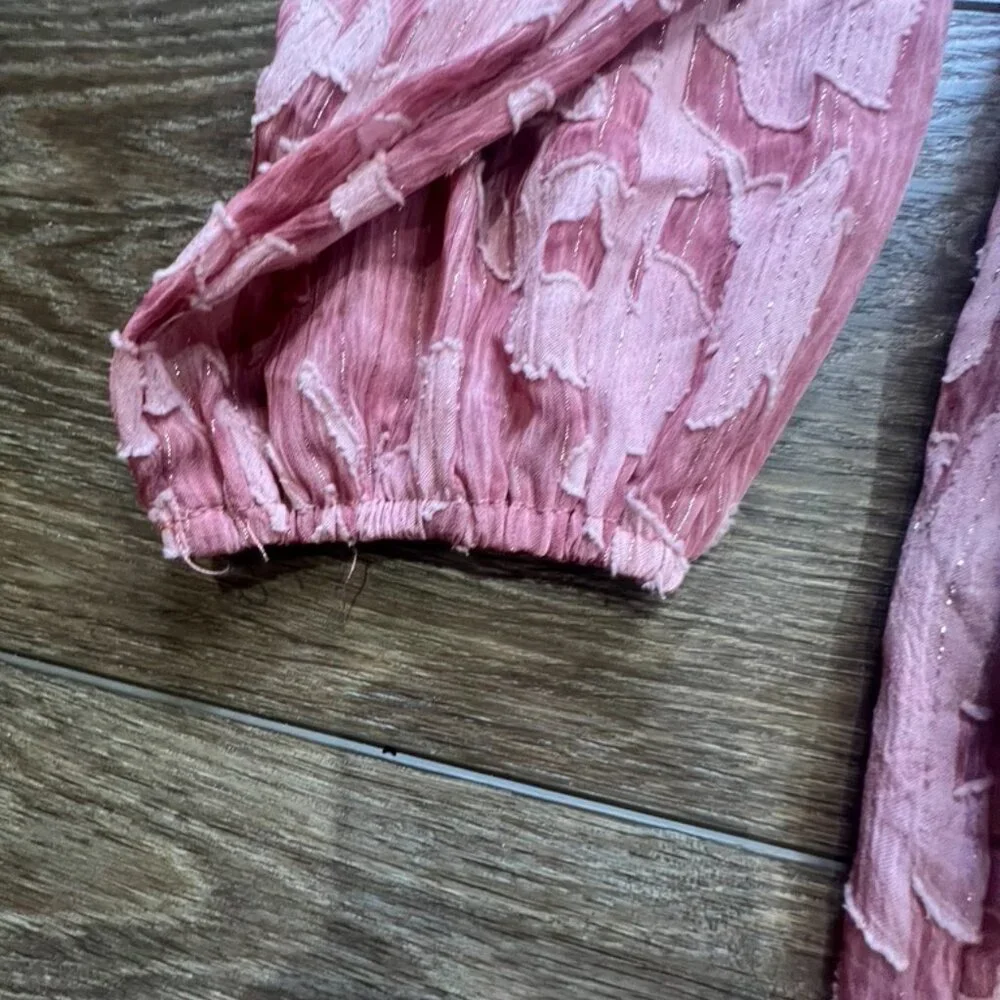 Lululs Meant to Shine Floral Jacquard Mini Dress, NWT, Size S, V Neck, Pink - Picture 6 of 11